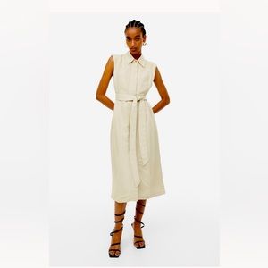 Linen Sleeveless Button Down Shirt Dress long. NEVER WORN